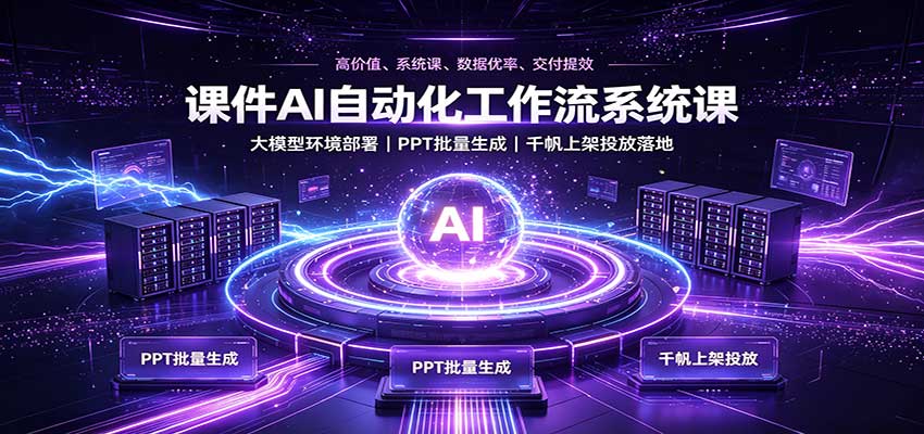 课件AI自动化工作流系统课:大模型环境部署,PPT批量生成,千帆上架投放落地网创吧-网创项目资源站-副业项目-创业项目-搞钱项目网创吧