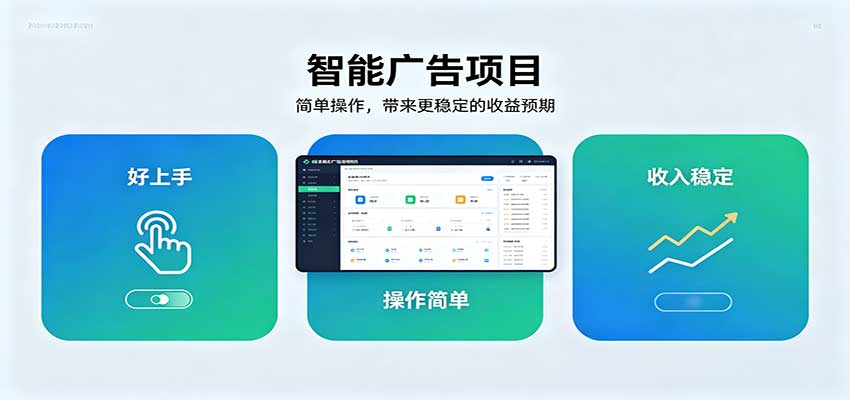 智能广告挂机项目，操作简单上手快，收益稳定可持续。稳定日入300+网创吧-网创项目资源站-副业项目-创业项目-搞钱项目网创吧