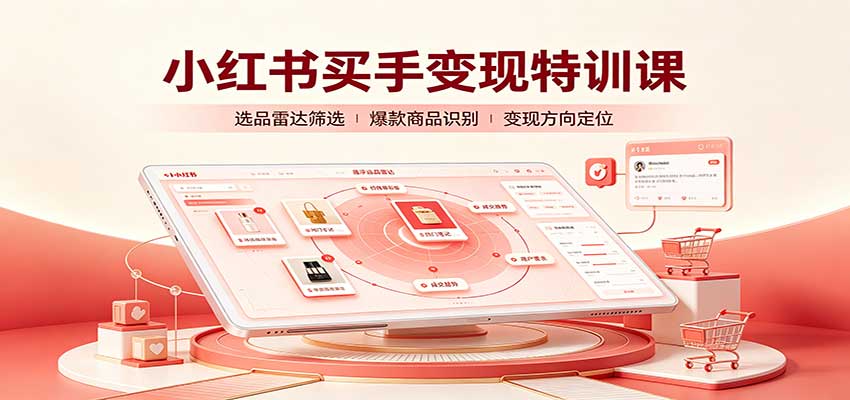 小红书买手变现特训课：账号定位养号起号，选品挂车，笔记标题封面全套教学网创吧-网创项目资源站-副业项目-创业项目-搞钱项目网创吧
