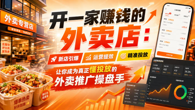 开一家賺钱的外卖店:新店引爆·运营提效·精准投放,让你成为真正懂投放的外卖推广操盘手网创吧-网创项目资源站-副业项目-创业项目-搞钱项目网创吧