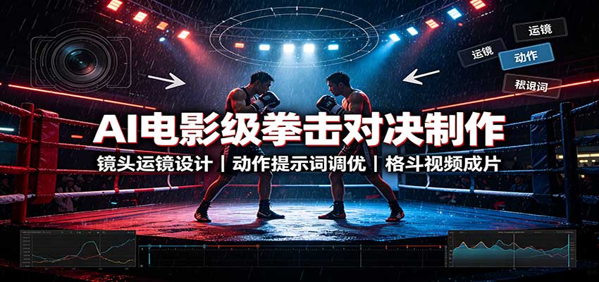AI电影级拳击对决制作:镜头运镜设计,动作提示词调优,格斗视频成片网创吧-网创项目资源站-副业项目-创业项目-搞钱项目网创吧