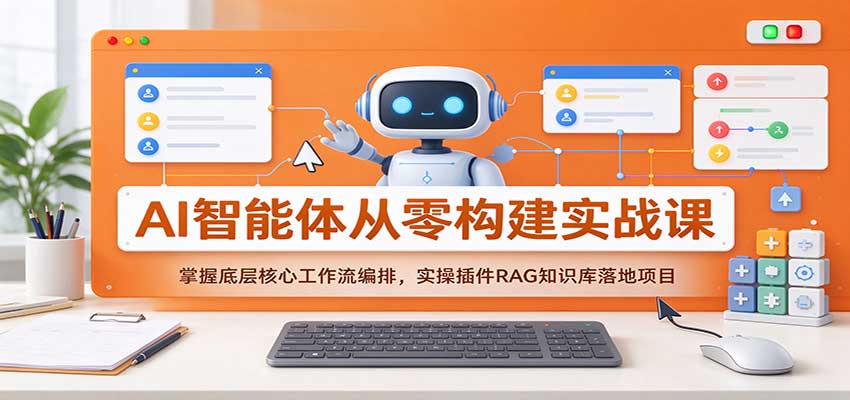 AI智能体从零构建实战课:掌握底层核心工作流编排,实操插件RAG知识库落地项目网创吧-网创项目资源站-副业项目-创业项目-搞钱项目网创吧