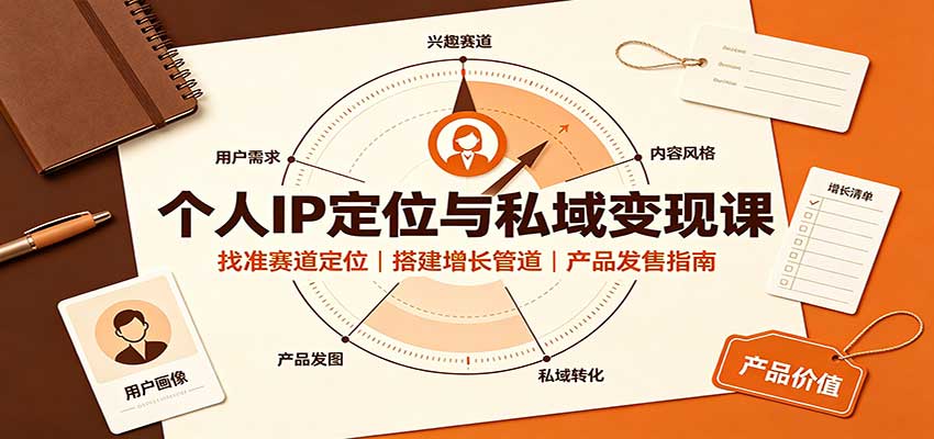 个人IP定位与私域变现课：找准赛道定位，搭建增长管道，产品发售指南网创吧-网创项目资源站-副业项目-创业项目-搞钱项目网创吧