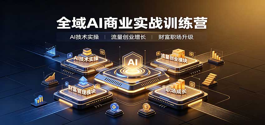 全域AI商业实战训练营：涵盖AI技术实操、流量创业、财富管理与职场成长全体系内容网创吧-网创项目资源站-副业项目-创业项目-搞钱项目网创吧