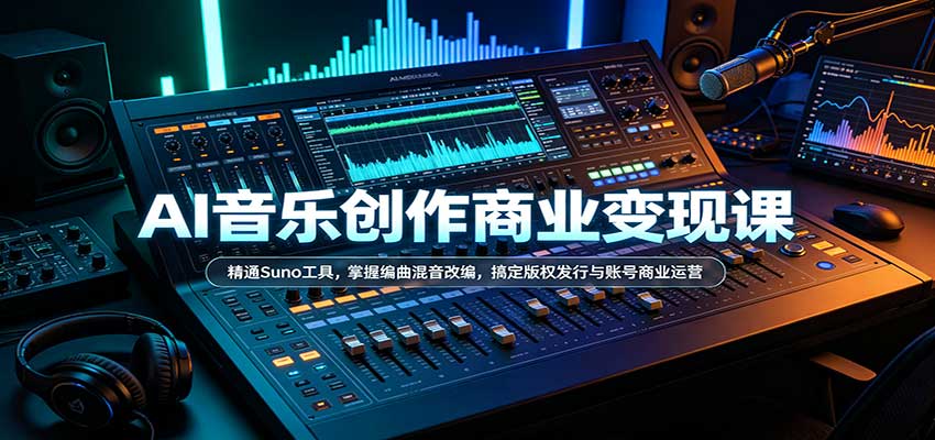AI音乐创作商业变现课：精通Suno工具，掌握编曲混音改编，搞定版权发行与账号商业运营网创吧-网创项目资源站-副业项目-创业项目-搞钱项目网创吧