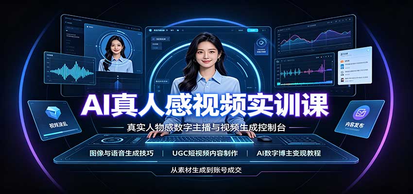 AI真人感视频实训课：图像语音生成，UGC内容制作，AI数字博主变现教程网创吧-网创项目资源站-副业项目-创业项目-搞钱项目网创吧