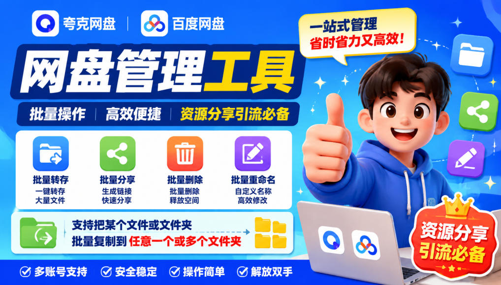 夸克网盘批量文件重命名,批量转存、批量分享、批量复制,内置AI功能网创吧-网创项目资源站-副业项目-创业项目-搞钱项目网创吧