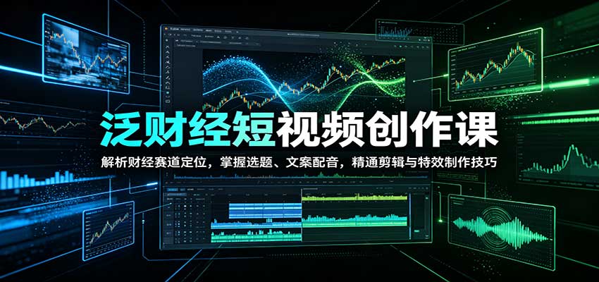 泛财经短视频创作课：解析财经赛道定位，掌握选题、文案配音，精通剪辑与特效制作技巧网创吧-网创项目资源站-副业项目-创业项目-搞钱项目网创吧