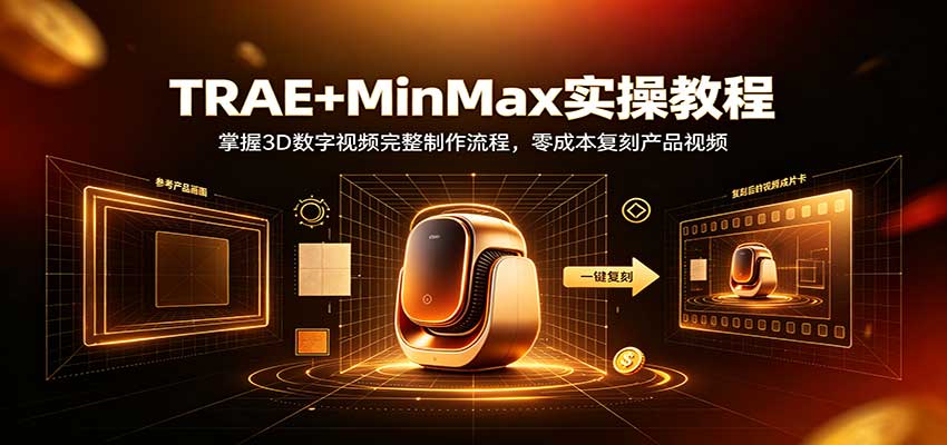 TRAE+MinMax实操教程:掌握3D数字视频完整制作流程,零成本复刻产品视频网创吧-网创项目资源站-副业项目-创业项目-搞钱项目网创吧