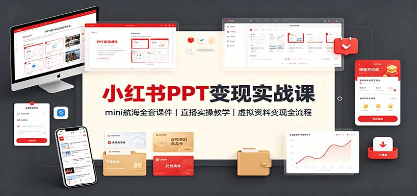 小红书PPT变现实战课：mini航海全套课件+直播实操教学，虚拟资料变现全流程网创吧-网创项目资源站-副业项目-创业项目-搞钱项目网创吧
