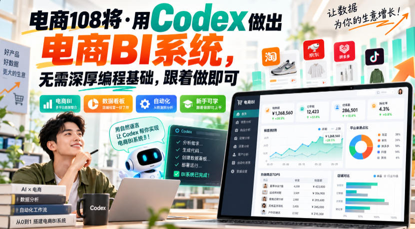电商108将·用Codex做出电商BI系统，无需深厚编程基础，跟着做即可网创吧-网创项目资源站-副业项目-创业项目-搞钱项目网创吧