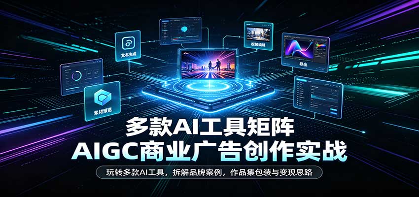 AIGC商业广告创作实战:玩转多款AI工具,拆解品牌案例,作品集包装与变现思路网创吧-网创项目资源站-副业项目-创业项目-搞钱项目网创吧