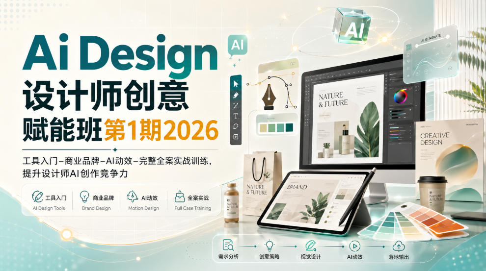 Ai Design设计师创意赋能班第1期2026|工具入门‑商业品牌‑AI动效‑完整全案实战训练,提升设计师AI创作竞争力网创吧-网创项目资源站-副业项目-创业项目-搞钱项目网创吧