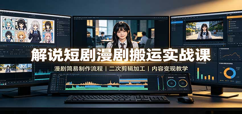 解说短剧漫剧搬运实战课：漫剧简易制作流程，二次剪辑加工，内容变现教学网创吧-网创项目资源站-副业项目-创业项目-搞钱项目网创吧