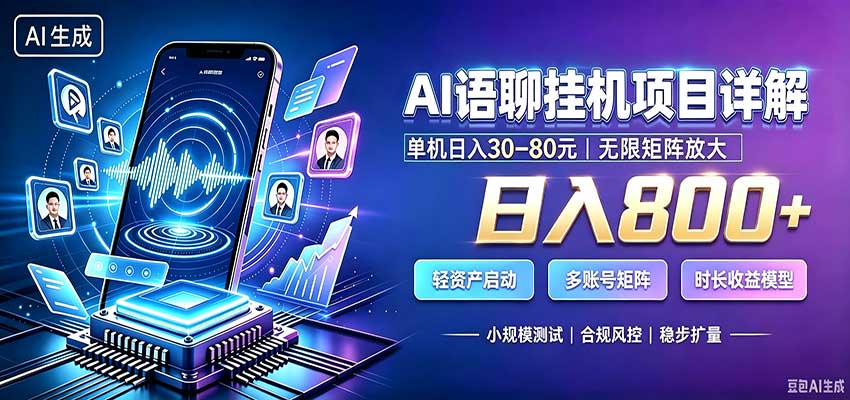 AI语聊挂机,日入800+,适用个人副业,工作室矩阵操作网创吧-网创项目资源站-副业项目-创业项目-搞钱项目网创吧
