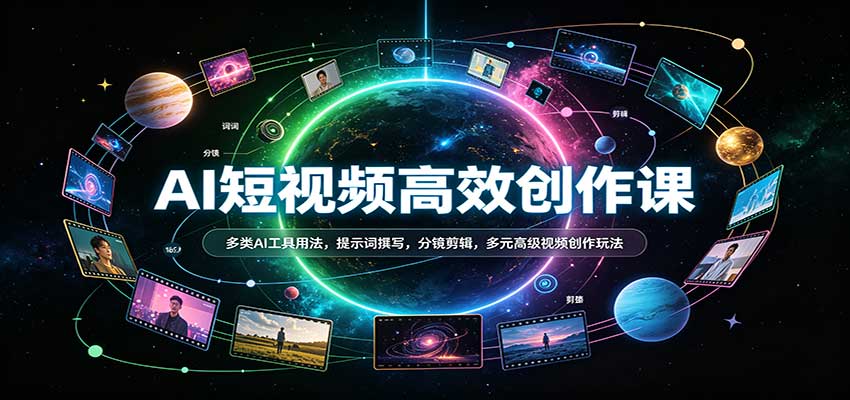 AI短视频高效创作课：多类AI工具用法，提示词撰写，分镜剪辑，多元高级视频创作玩法网创吧-网创项目资源站-副业项目-创业项目-搞钱项目网创吧
