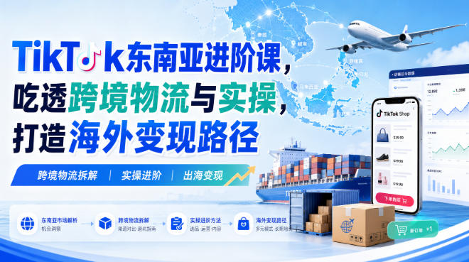 TikTok东南亚进阶课,吃透跨境物流与实操,打造海外变现路径网创吧-网创项目资源站-副业项目-创业项目-搞钱项目网创吧