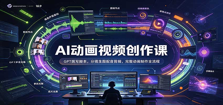 AI动画视频创作课：GPT撰写脚本，分镜生图配音剪辑，完整动画制作全流程网创吧-网创项目资源站-副业项目-创业项目-搞钱项目网创吧