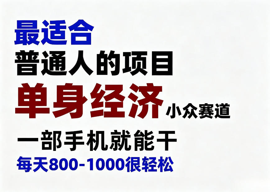 身经济小众赛道，一部手机就能干，每天搞个800-1000很轻松，最适合普通人的项目【揭秘】网创吧-网创项目资源站-副业项目-创业项目-搞钱项目网创吧