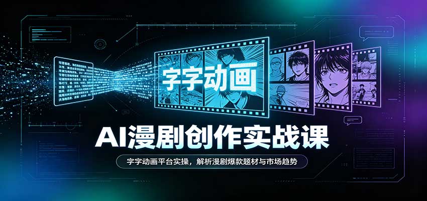 AI漫剧创作实战课：字字动画平台实操，解析漫剧爆款题材与市场趋势网创吧-网创项目资源站-副业项目-创业项目-搞钱项目网创吧