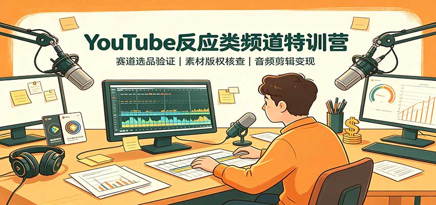 YouTube反应类频道特训营：赛道选品验证，素材版权核查，音频剪辑变现网创吧-网创项目资源站-副业项目-创业项目-搞钱项目网创吧