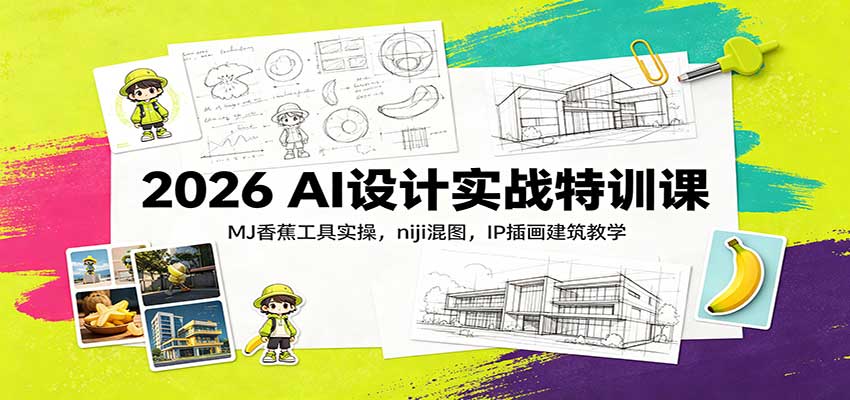 2026 AI设计实战特训课：MJ香蕉工具实操，niji混图，IP插画建筑教学网创吧-网创项目资源站-副业项目-创业项目-搞钱项目网创吧