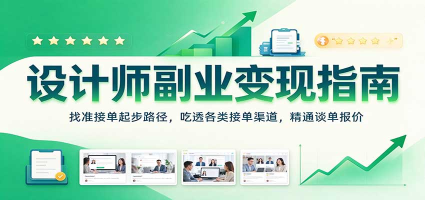 设计师副业变现指南：找准接单起步路径，吃透各类接单渠道，精通谈单报价网创吧-网创项目资源站-副业项目-创业项目-搞钱项目网创吧
