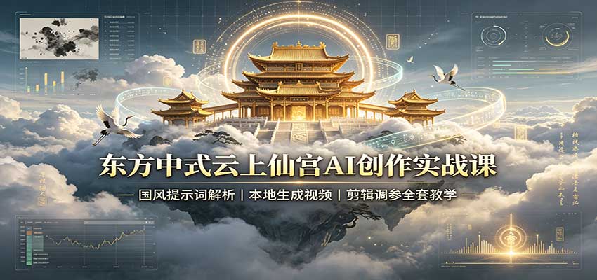 东方中式云上仙宫AI创作实战课：国风提示词解析，本地生成视频，剪辑调参全套教学网创吧-网创项目资源站-副业项目-创业项目-搞钱项目网创吧
