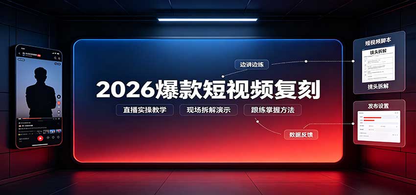 2026爆款短视频复刻：直播实操教学，配套文字文档掌握全流程网创吧-网创项目资源站-副业项目-创业项目-搞钱项目网创吧