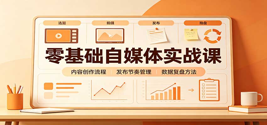 零基础自媒体实战课：赛道人设冷启动，内容创作复盘，公私域商业闭环网创吧-网创项目资源站-副业项目-创业项目-搞钱项目网创吧
