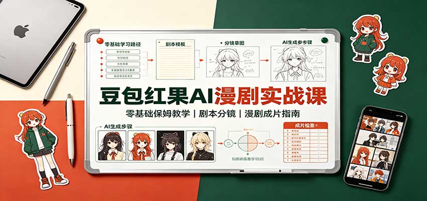 豆包红果AI漫剧实战课：零基础保姆教学，剧本分镜，漫剧成片指南网创吧-网创项目资源站-副业项目-创业项目-搞钱项目网创吧