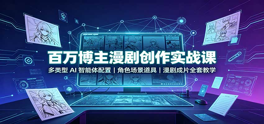 百万博主漫剧创作实战课：多类型AI智能体配置，角色场景道具，漫剧成片全套教学网创吧-网创项目资源站-副业项目-创业项目-搞钱项目网创吧
