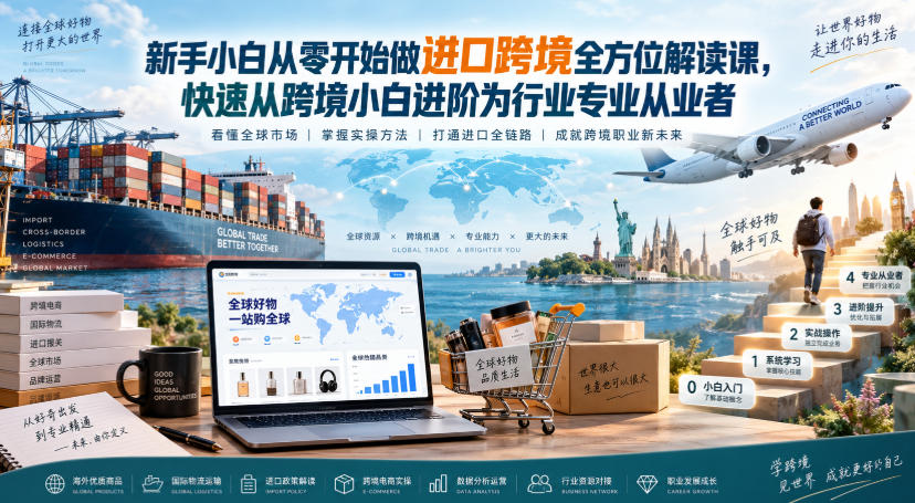 新手小白从零开始做进口跨境全方位解读课,快速从跨境小白进阶为行业专业从业者网创吧-网创项目资源站-副业项目-创业项目-搞钱项目网创吧