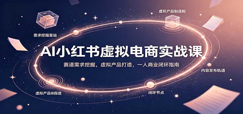 AI小红书虚拟电商实战课：赛道需求挖掘，虚拟产品打造，一人商业闭环指南网创吧-网创项目资源站-副业项目-创业项目-搞钱项目网创吧