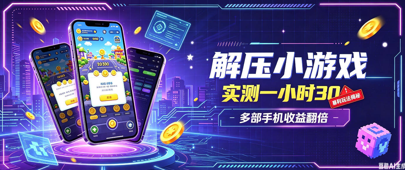 小游戏全流程玩法，实测一小时搞30，简单无脑解压，当天做当天就能看到进账，直接冲就行【揭秘】网创吧-网创项目资源站-副业项目-创业项目-搞钱项目网创吧