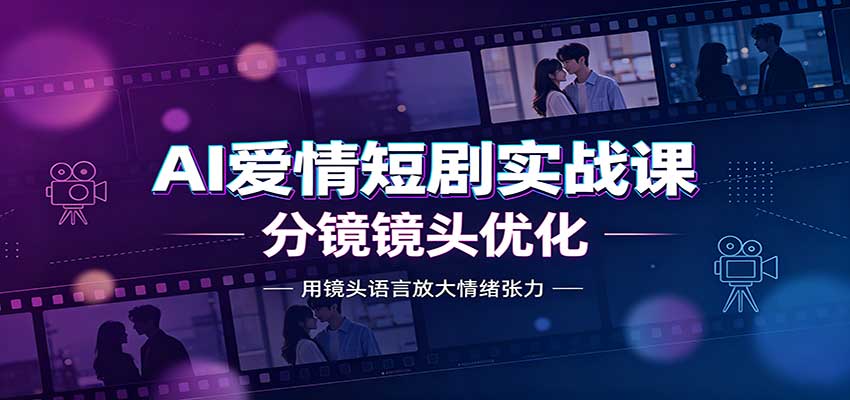 AI爱情短剧实战课：故事剧本创作，分镜镜头优化，智能体提示词网创吧-网创项目资源站-副业项目-创业项目-搞钱项目网创吧