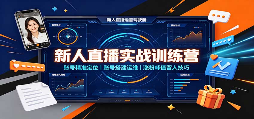 新人直播实战训练营：账号精准定位，账号搭建运维，涨粉峰值留人技巧网创吧-网创项目资源站-副业项目-创业项目-搞钱项目网创吧