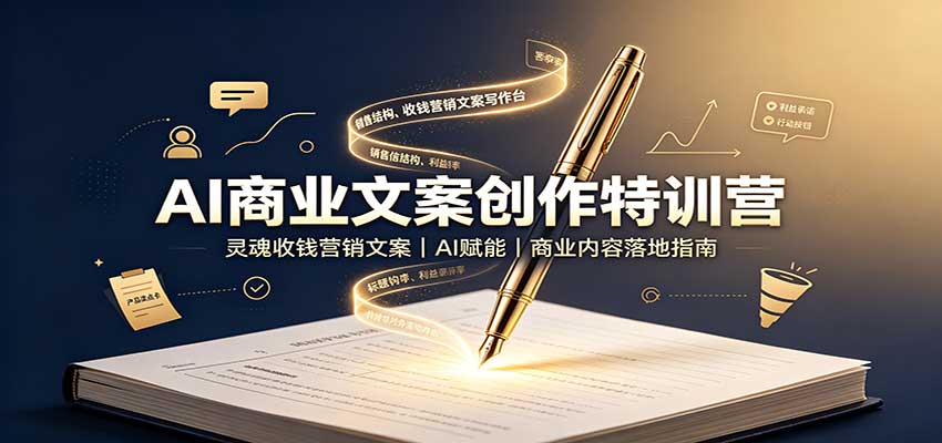 AI商业文案创作特训营：灵魂收钱营销文案，AI赋能，商业内容落地指南网创吧-网创项目资源站-副业项目-创业项目-搞钱项目网创吧