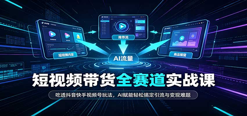短视频带货全赛道：吃透抖音快手视频号玩法，AI赋能轻松搞定引流与变现难题网创吧-网创项目资源站-副业项目-创业项目-搞钱项目网创吧