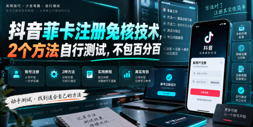 抖音菲卡注册免核技术,2个方法自行测试,不包百分百网创吧-网创项目资源站-副业项目-创业项目-搞钱项目网创吧