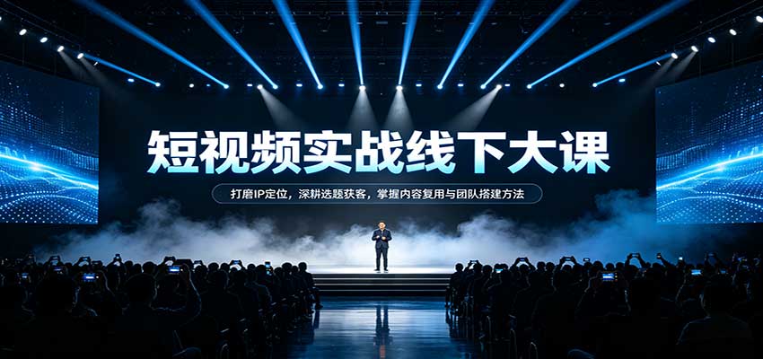 短视频实战线下大课：打磨IP定位，深耕选题获客，掌握内容复用与团队搭建方法网创吧-网创项目资源站-副业项目-创业项目-搞钱项目网创吧