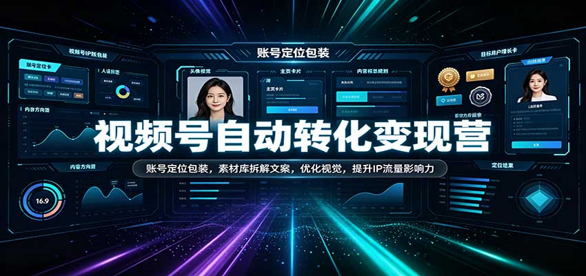 视频号自动转化变现营：账号定位包装，素材库拆解文案，优化视觉，提升IP流量影响力网创吧-网创项目资源站-副业项目-创业项目-搞钱项目网创吧