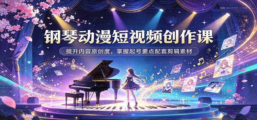 钢琴动漫短视频创作课：提升内容原创度，掌握起号要点配套剪辑素材网创吧-网创项目资源站-副业项目-创业项目-搞钱项目网创吧