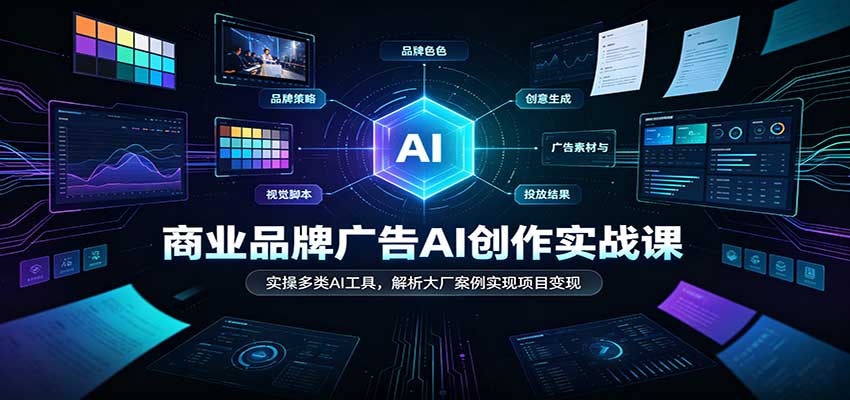 商业品牌广告AI创作实战课：实操多类AI工具，解析大厂案例实现项目变现网创吧-网创项目资源站-副业项目-创业项目-搞钱项目网创吧