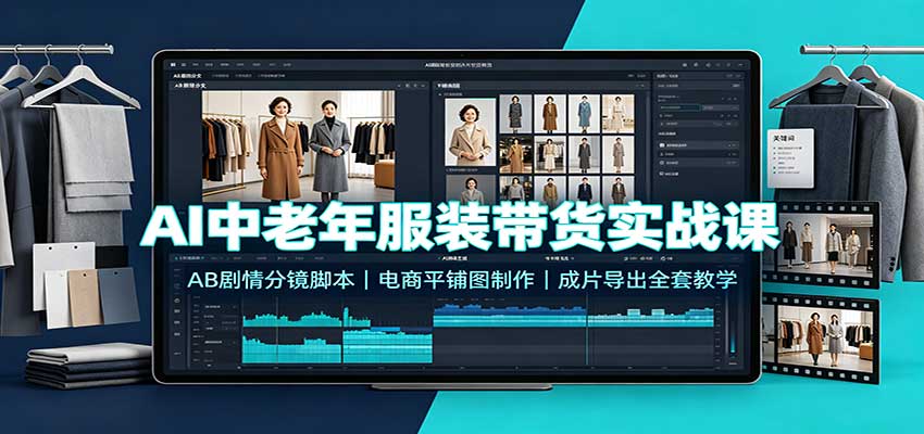 AI中老年服装带货实战课：AB剧情分镜脚本，电商平铺图制作，成片导出全套教学网创吧-网创项目资源站-副业项目-创业项目-搞钱项目网创吧