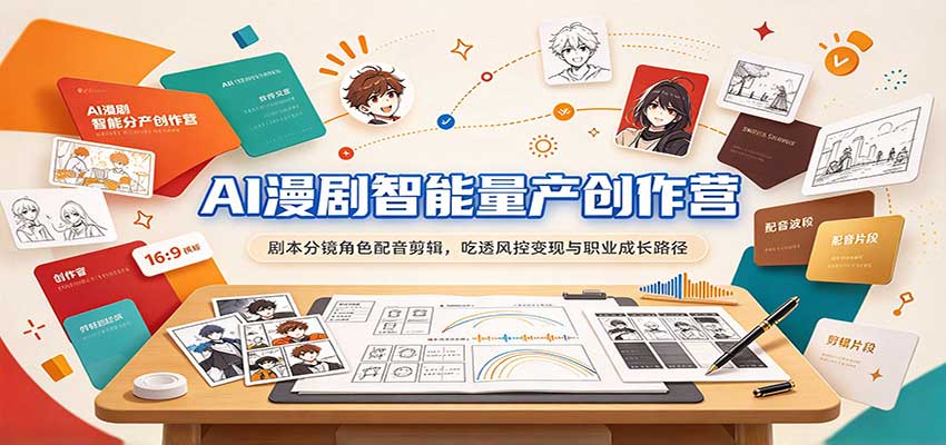 AI漫剧智能量产创作营：剧本分镜角色配音剪辑，吃透风控变现与职业成长路径网创吧-网创项目资源站-副业项目-创业项目-搞钱项目网创吧
