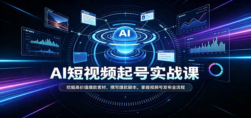 短视频AI起号实战课:挖掘高价值爆款素材,撰写爆款脚本,掌握视频号发布全流程网创吧-网创项目资源站-副业项目-创业项目-搞钱项目网创吧