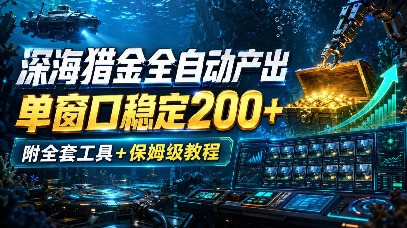深海猎金全自动产出,单窗口稳定200+,附全套工具+保姆级教程【揭秘】网创吧-网创项目资源站-副业项目-创业项目-搞钱项目网创吧