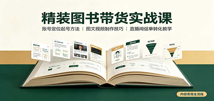精装图书带货实战课：账号定位起号方法，图文视频制作，促单转化教学网创吧-网创项目资源站-副业项目-创业项目-搞钱项目网创吧