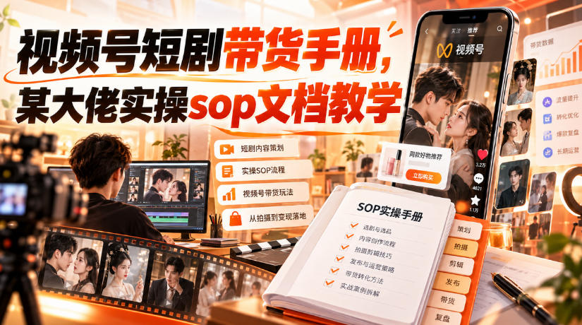 视频号短剧带货手册,某大佬实操sop文档教学网创吧-网创项目资源站-副业项目-创业项目-搞钱项目网创吧
